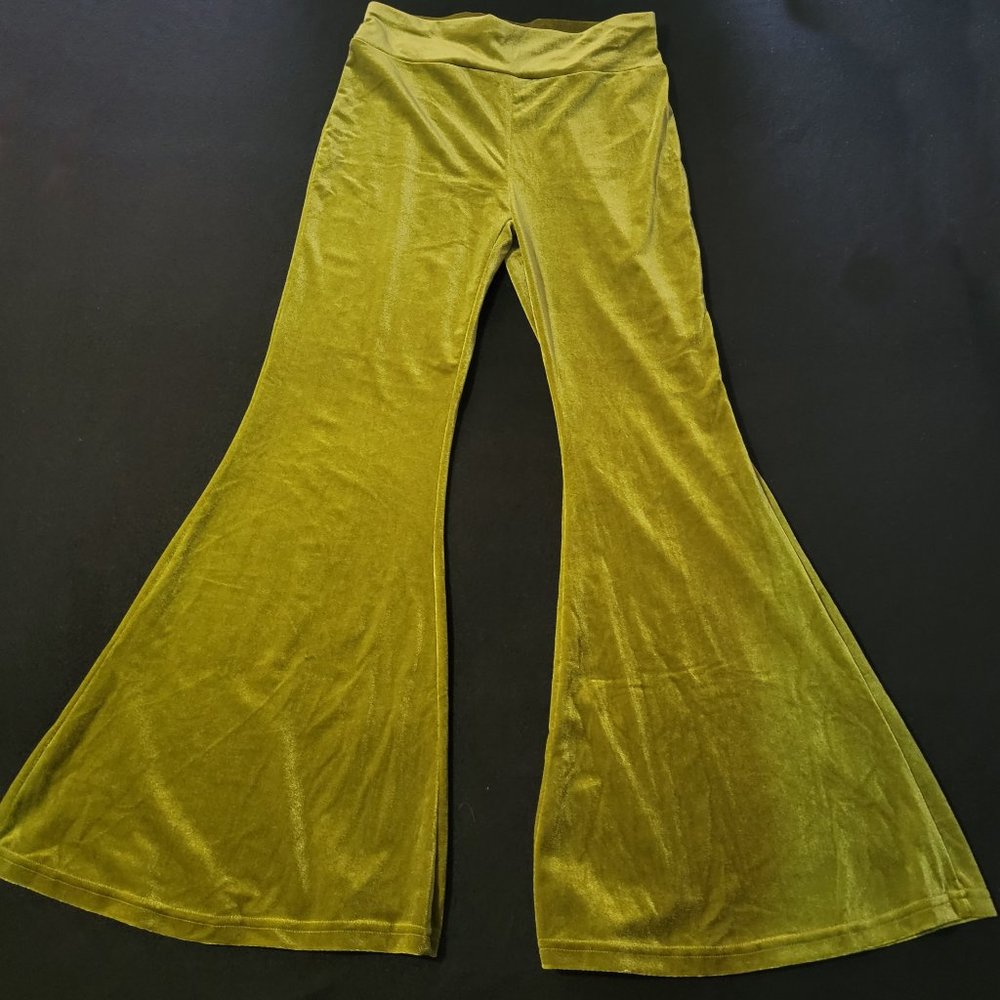 Green Velvet Bell Bottoms New Large